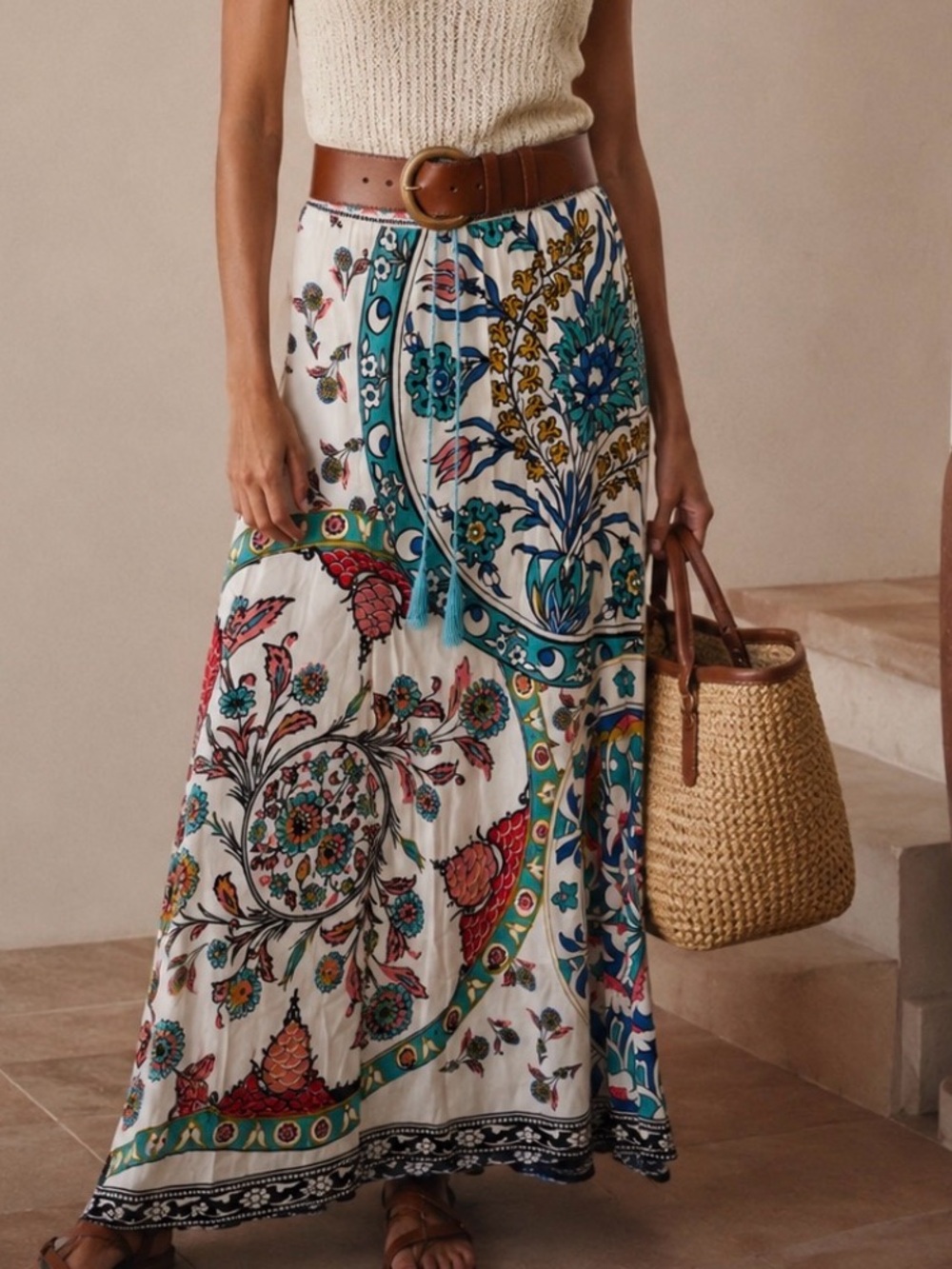 Free Market by Flying Tomato Rayon Maxi Skirt floral print Size S